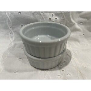 2 BIA Cordon Bleu Ramekins Individual Stoneware Custard Cups Pure White
